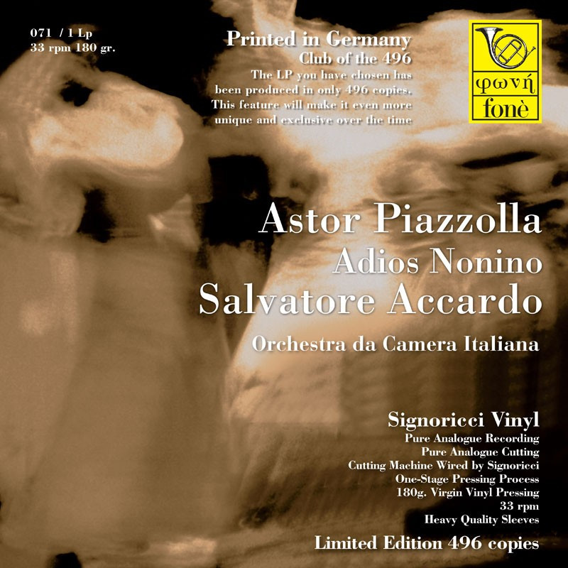 Vinile | Salvatore Accardo Adios Nonino, Astor Piazzolla. Vinile 180gr